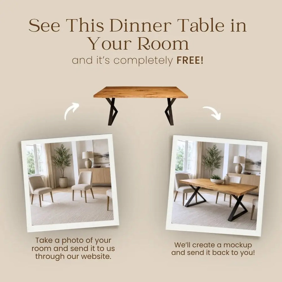 Heritage Solid Chestnut Wood Rectangle Dining Table – Live Edge Design