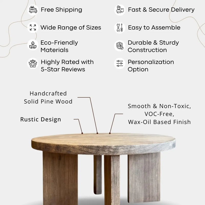 Huma Farmhouse Round Wood Coffee Table