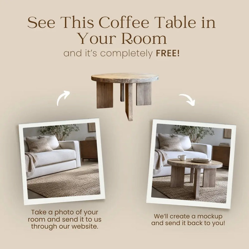 Huma Farmhouse Round Wood Coffee Table
