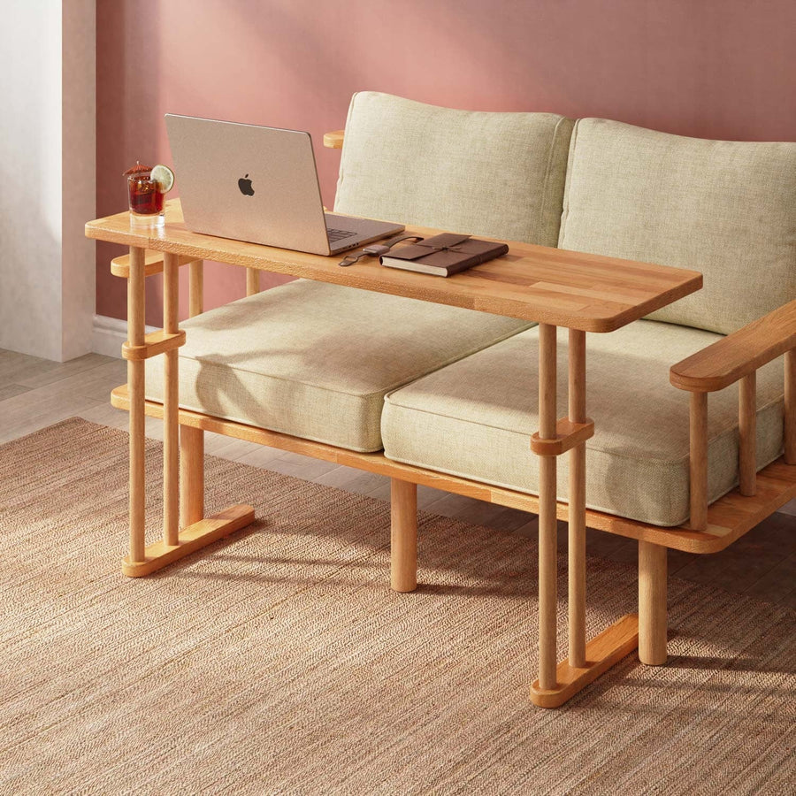 Brooklyn Solid Beech Wood C Table | Modern Space-Saving Desk Demontha