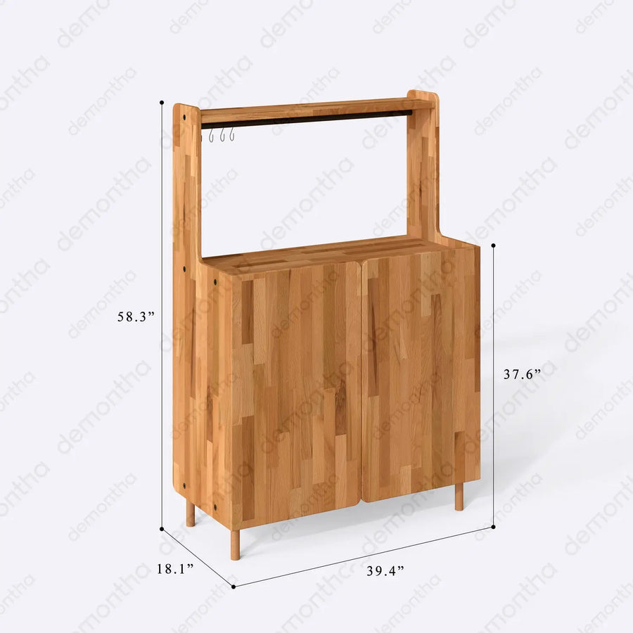 Hazy Wood Coffee Bar Table with Storage – Furniture for Coffee Bar Setup Demontha