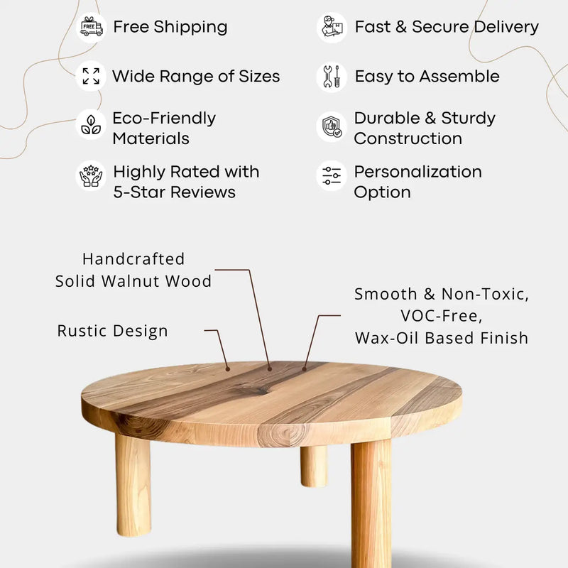 Kyra Round Wooden Coffee Table – Japandi Minimalist Design