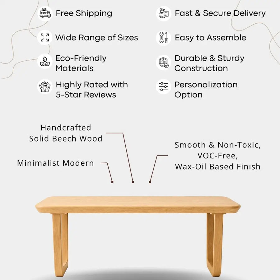 Lucia Solid Beech Wood Rectangular Coffee Table | Modern Design