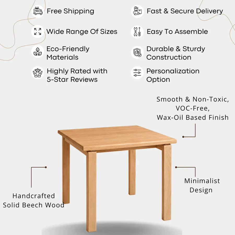 Luna Minimalist Square Dining Table Mozilya