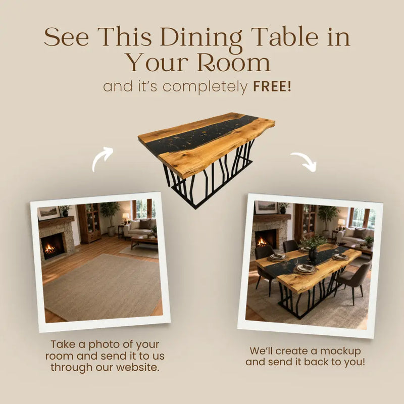 Marina Walnut Wood Live Edge Epoxy River Dining Table
