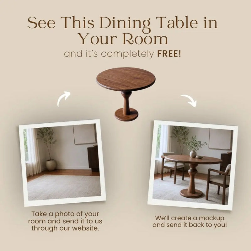 Mason Solid Walnut Round Dining Table | Sculptural Pedestal Base