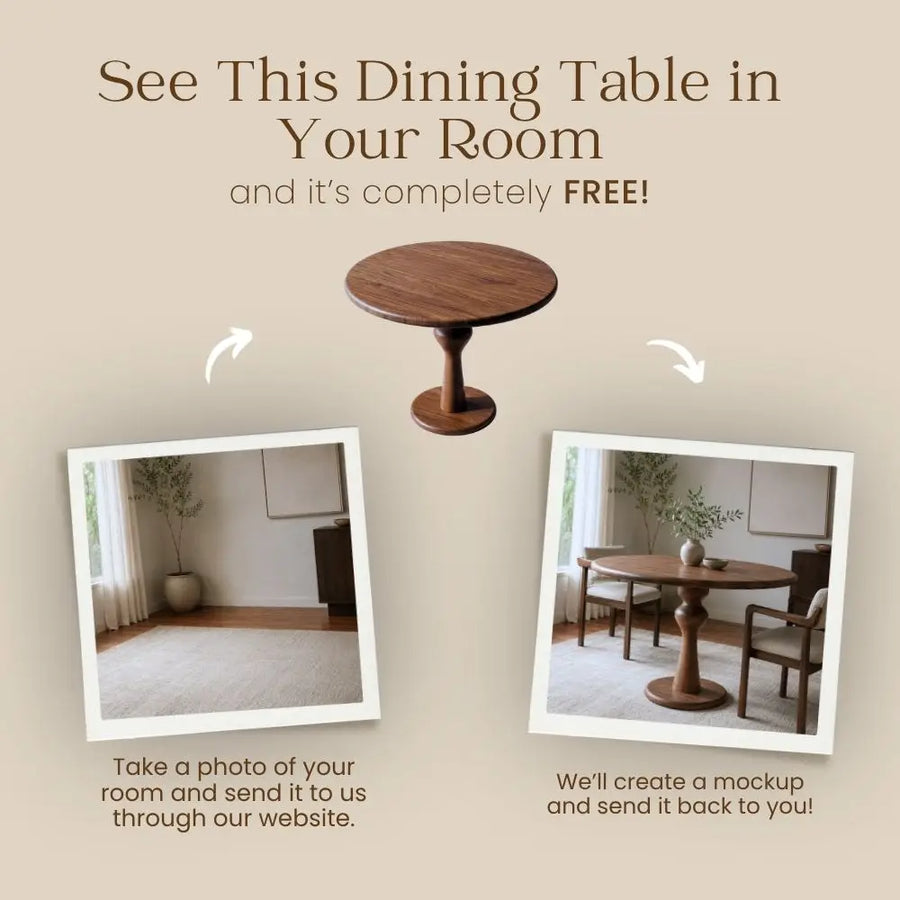 Mason Solid Walnut Round Dining Table | Sculptural Pedestal Base