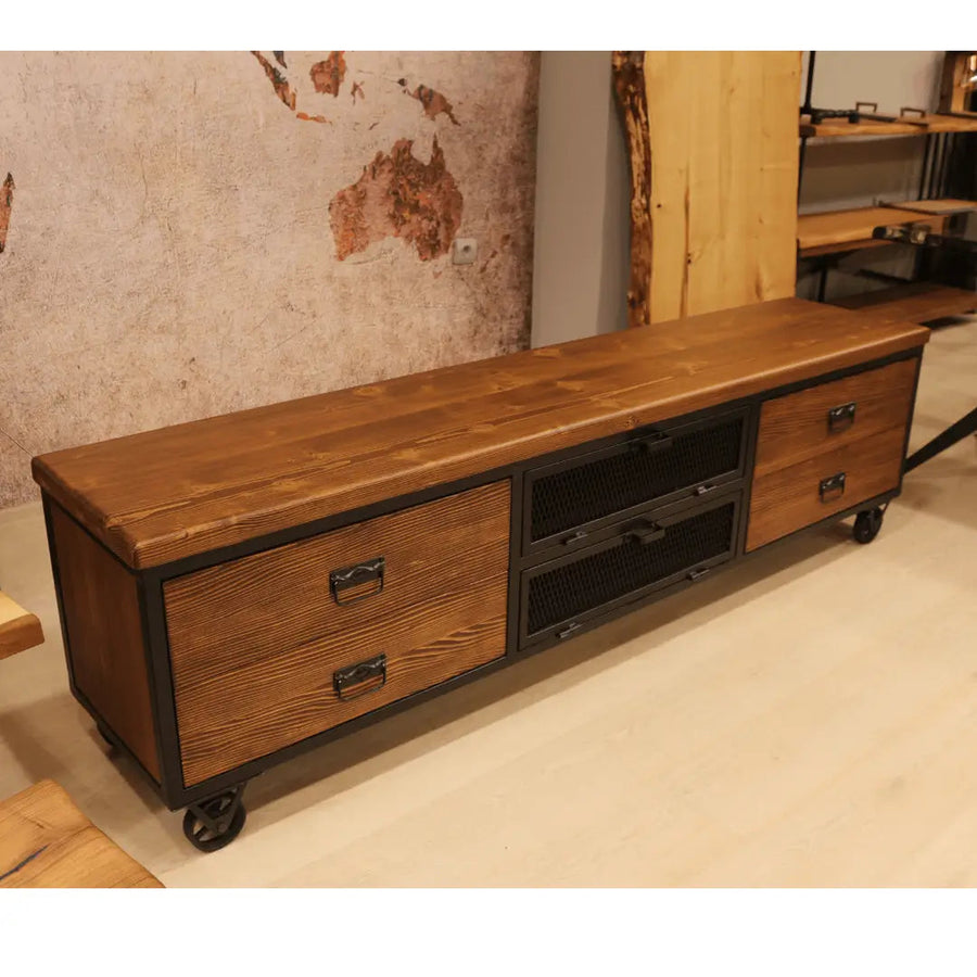 Madison Solid Pine Wood TV Stand Mozilya