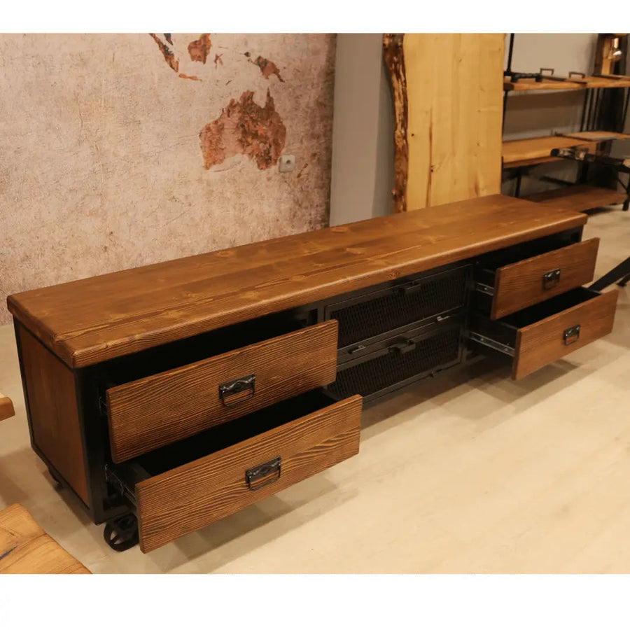 Madison Solid Pine Wood TV Stand Mozilya