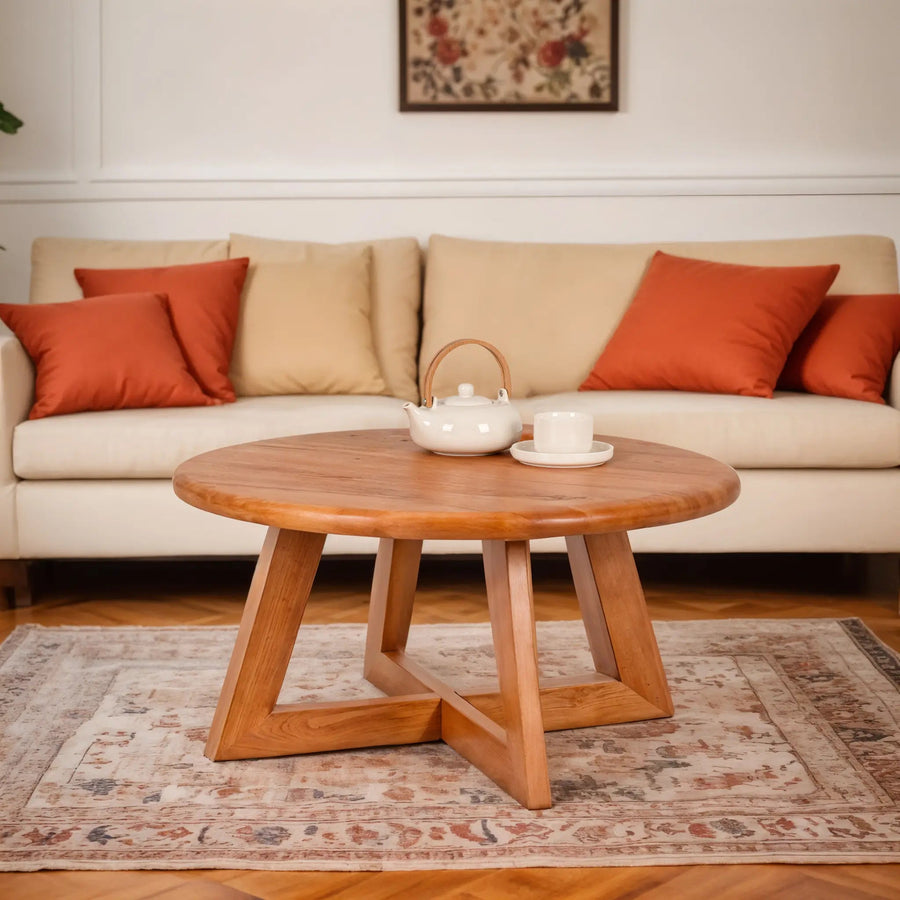 Axis Modern Round Coffee Table | Timeless Solid Wood Design Mozilya