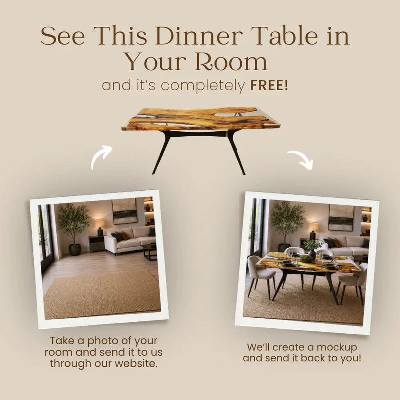 Natura Solid Olive Wood Epoxy Dining Table Mozilya