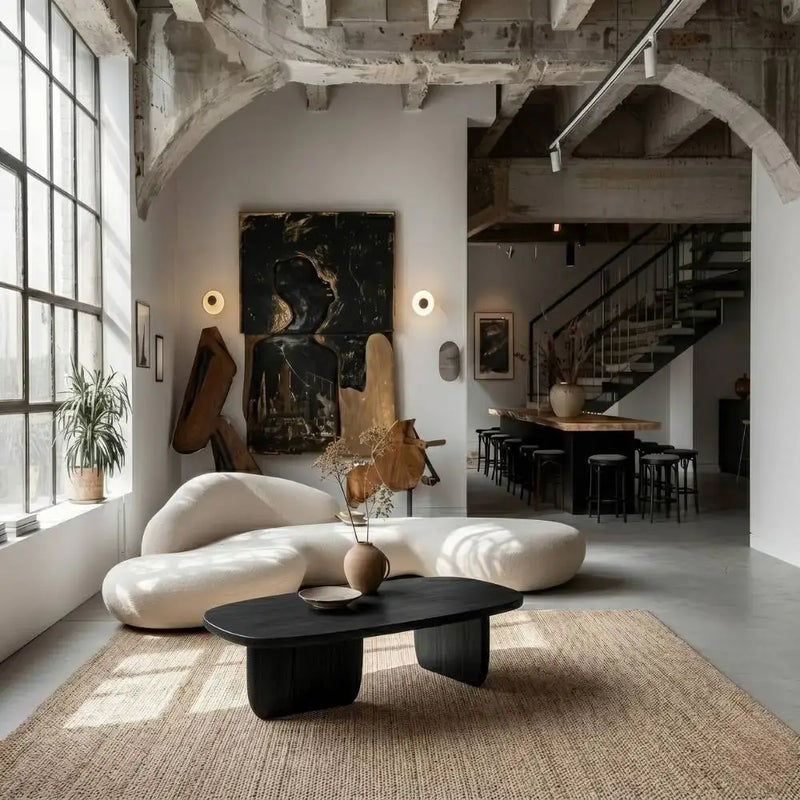Nordic Black Solid Beech Wood Oval Coffee Table – Minimalist Scandinavian Design