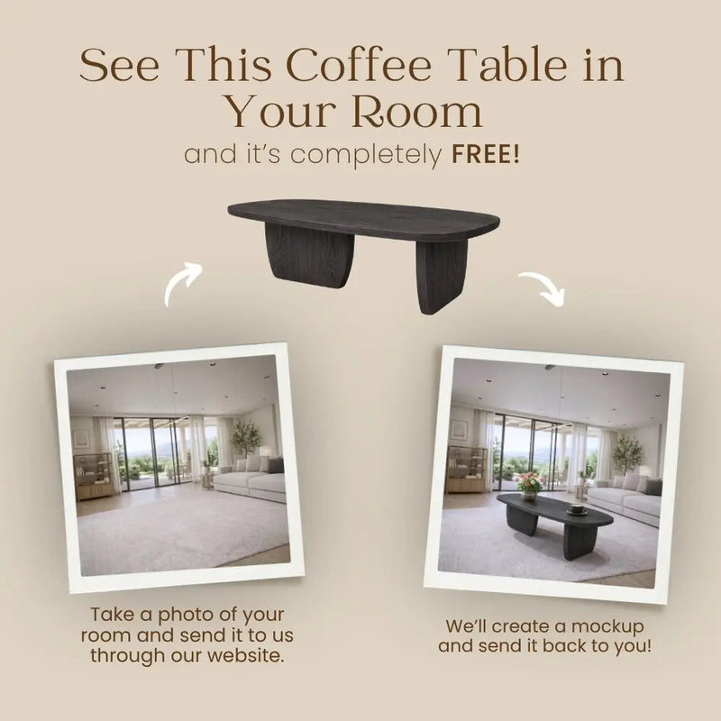 Nordic Black Solid Beech Wood Oval Coffee Table – Minimalist Scandinavian Design
