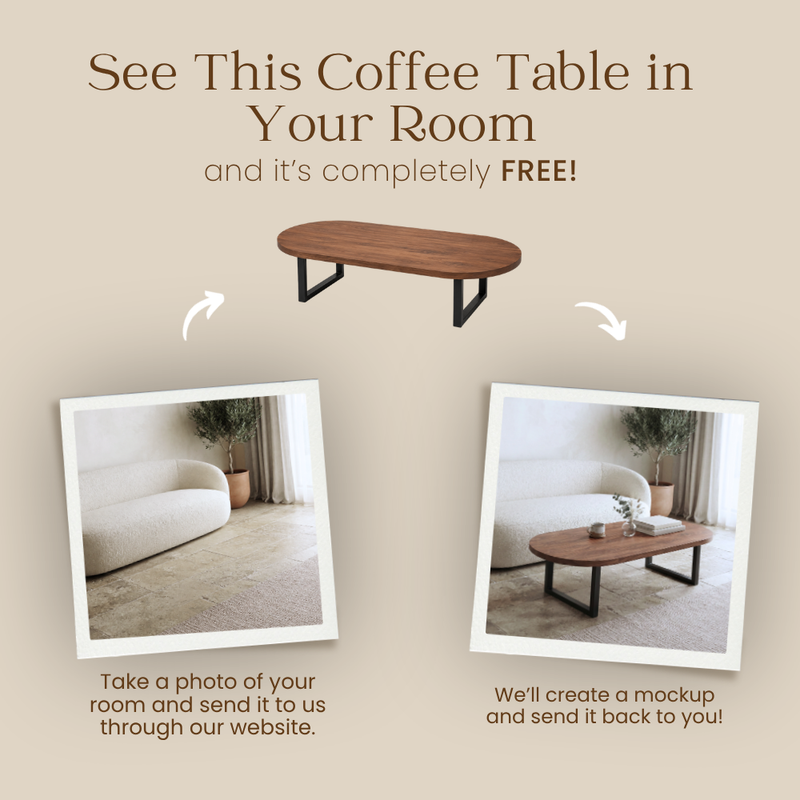 Oasis oval walnut coffee table with black metal legs