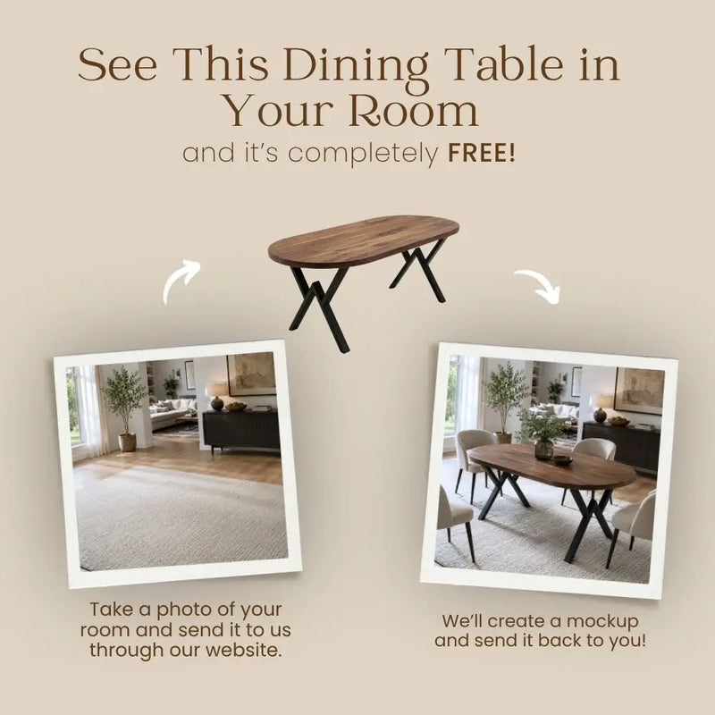 Oasis Oval Solid Walnut Wood Dining Table – Farmhouse Design