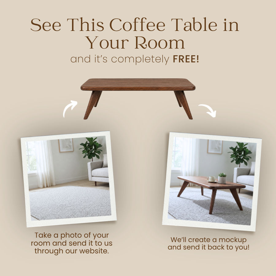 Petra Rectangular Walnut Wood Coffee Table | Mid-Century Modern