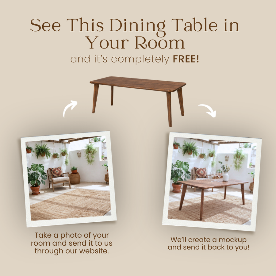 Petra Rectangular Solid Walnut Dining Table – Mid-Century Modern Design