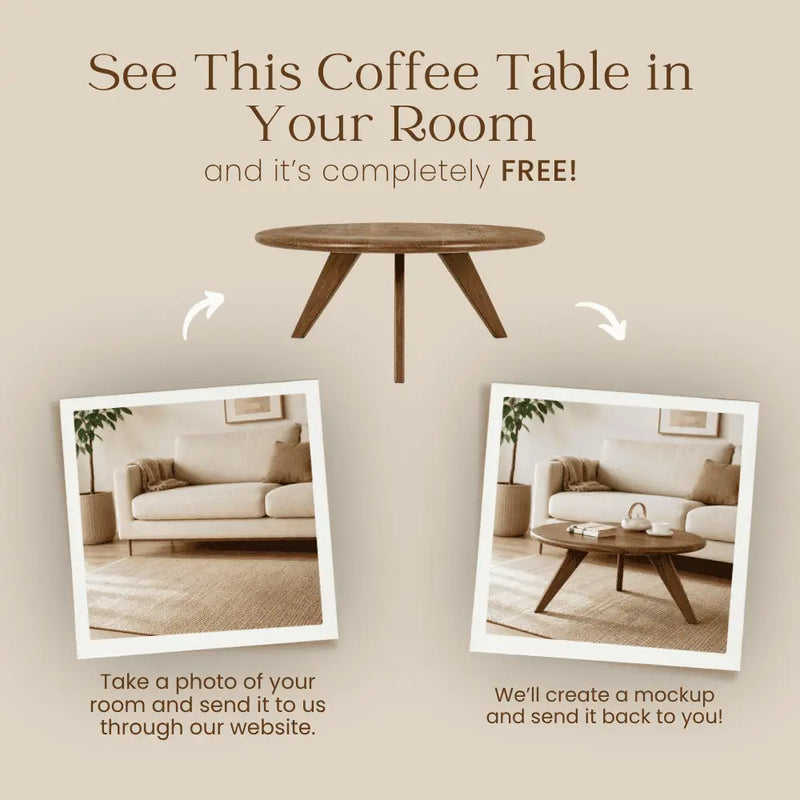Petra Wood Round Coffee Table | Mid Century Modern Design