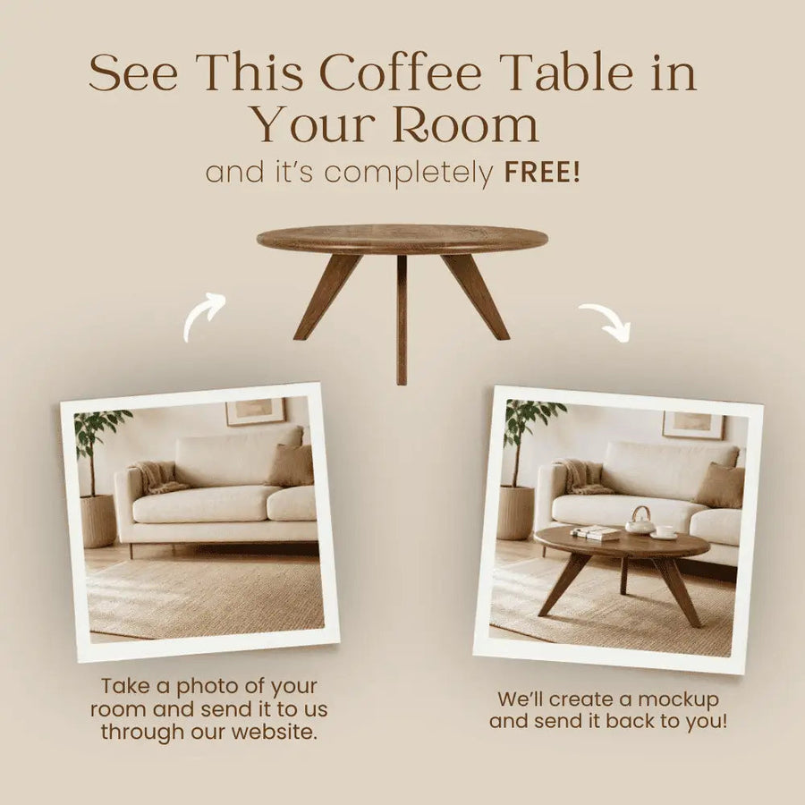Petra Wood Round Coffee Table | Mid Century Modern Design Mozilya
