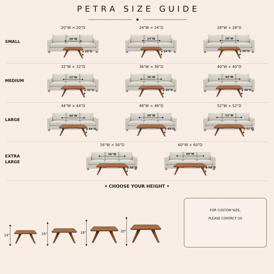 Petra Walnut Wood Square Coffee Table – Mid Century Modern Elegance