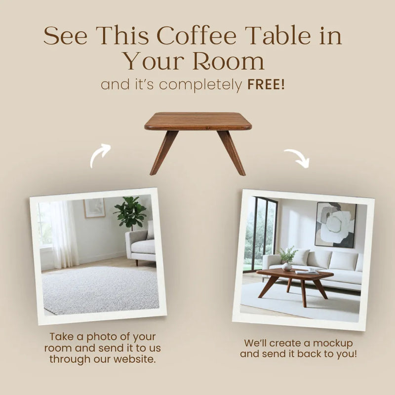 Petra Walnut Wood Square Coffee Table – Mid Century Modern Elegance