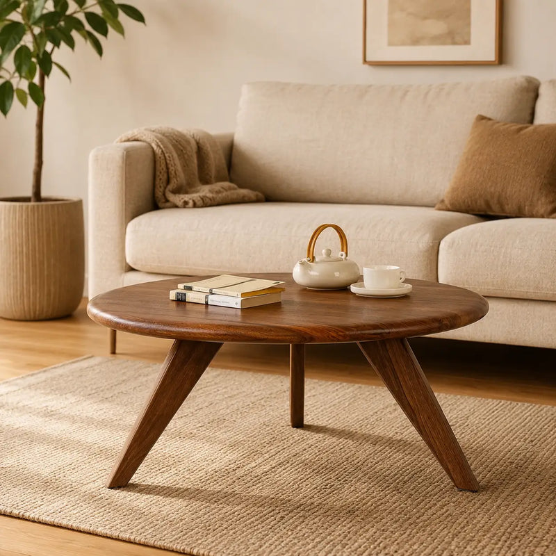 Petra Wood Round Coffee Table | Mid Century Modern Design