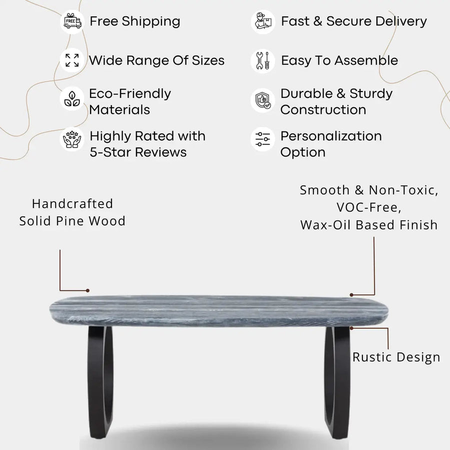 Port Gray Dining Table | Pine Wood Mid Century Design Tomruque Wood Studios