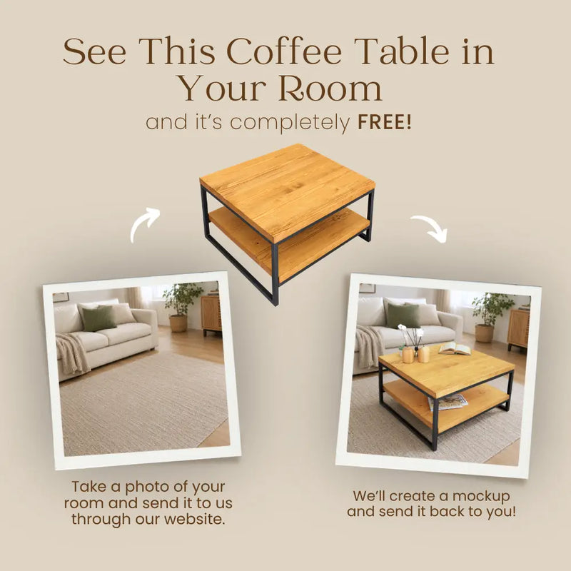Portland Pine Wood Square Coffee Table