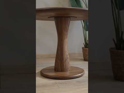 Alya Solid Walnut Sculptural Pedestal Dining Table – Round Modern Design