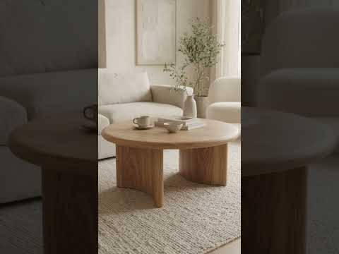Soren Round Oak Coffee Table | Sculptural Scandinavian Modern Design