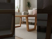 Lucia Solid Beech Wood Coffee Table | Linear Japandi Design