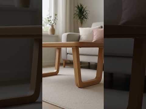 Lucia Solid Beech Wood Coffee Table | Linear Japandi Design