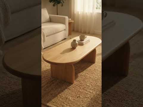 Arden Oval Solid Oak Wood Coffee Table | Sculptural Arched Modern Design