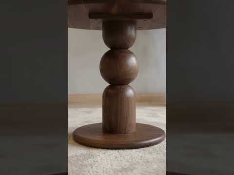 Dorel Round Walnut Dining Table with Sculptural Base – Modern Pedestal Design