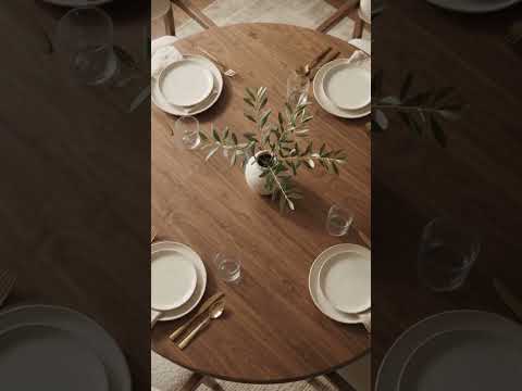 Mason Solid Walnut Round Pedestal Dining Table | Sculptural Base