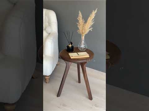 Sidney Round Side Table -  Solid Walnut Wood