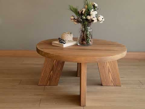 Aren Farmhouse Round Wood Coffee Table - Rustic Design