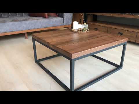 Renton Square Wooden Coffee Table - Pine Wood - Large Size