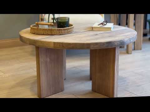 Huma Farmhouse Round Wood Coffee Table