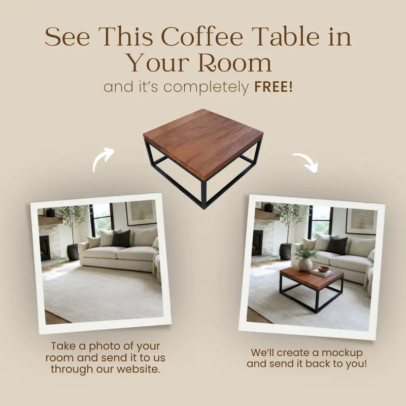 Renton Square Wooden Coffee Table - Pine Wood - Large Size