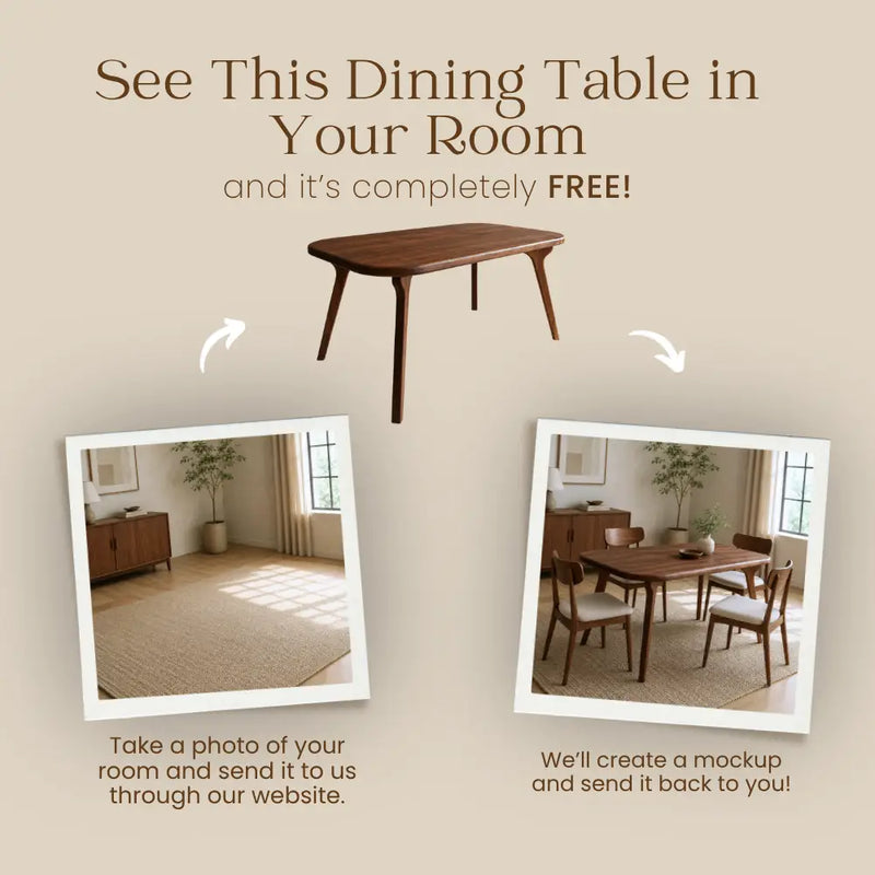 Sidney Dining Table Solid Wood | Mid Century Walnut