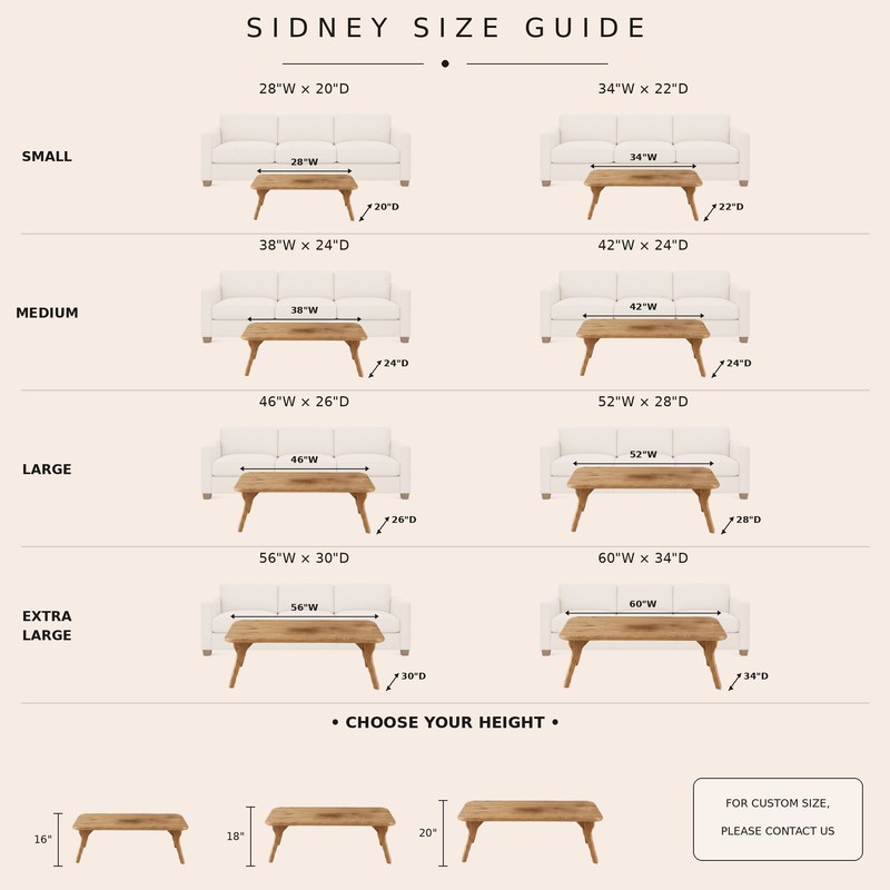 Sidney Rectangular Coffee Table Solid Oak Wood – Mid-Century Modern Design