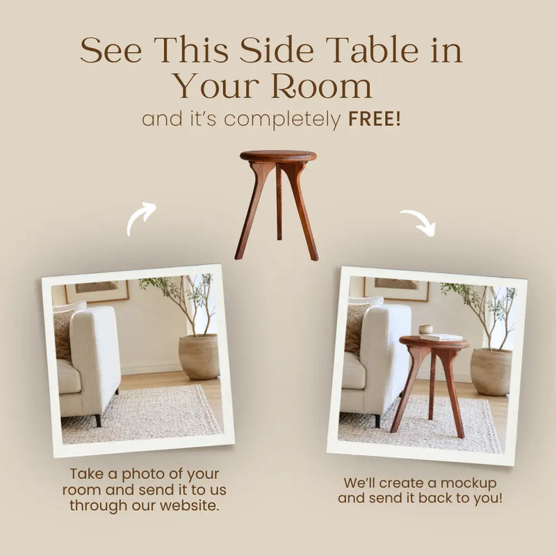 Sidney Round Side Table -  Solid Walnut Wood