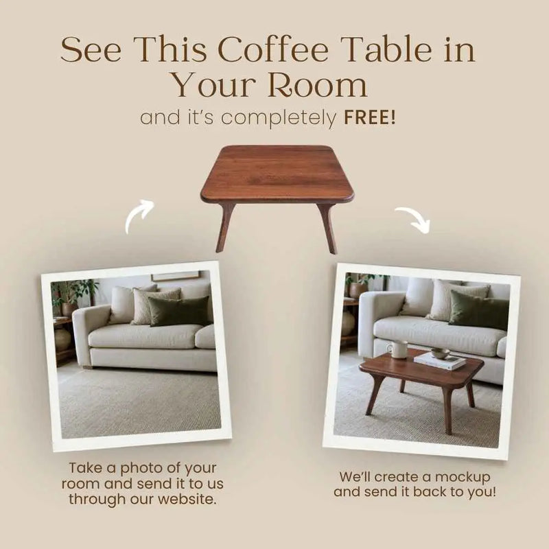 Sidney Square Wood Coffee Table - Solid Walnut Wood - Mid Century Modern