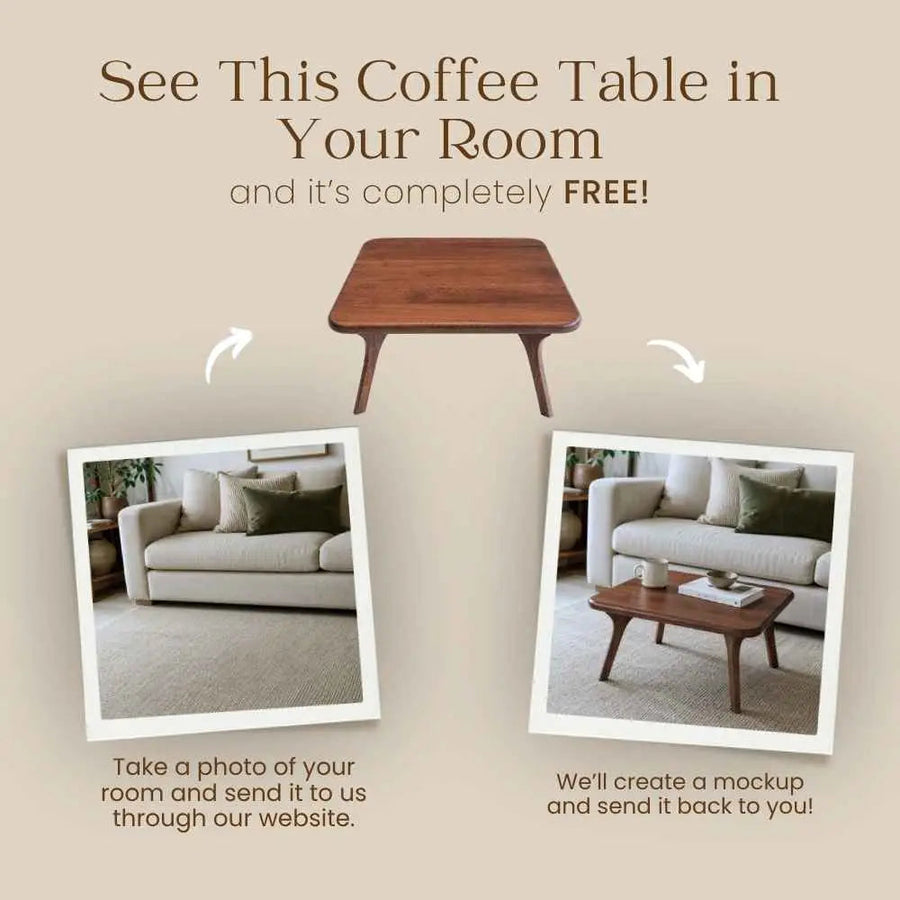 Sidney Square Wood Coffee Table Solid Oak Wood – Mid-Century Modern Design Mozilya