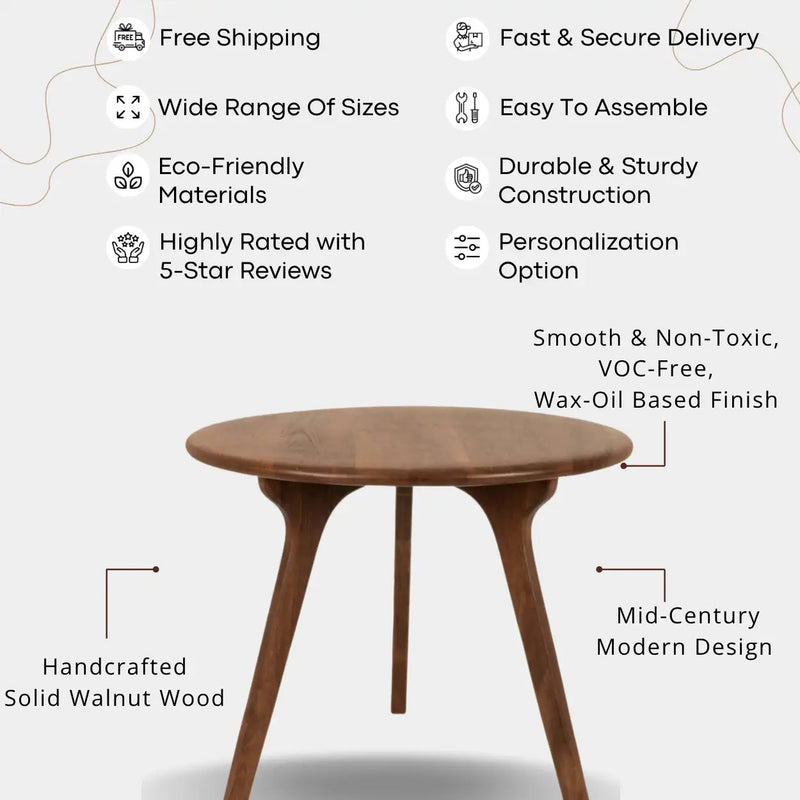 Sidney Circular Walnut Dining Table | Mid Century Modern Mozilya