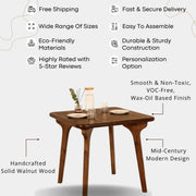 Sidney Square Dining Table | Walnut Wood Mid Century Design Mozilya