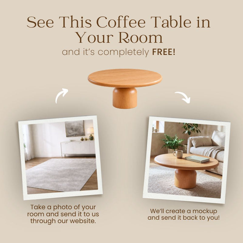 Free Room Placement Mockup Service for Solen Round Solid Beech Wood Coffee Table by Tomruque