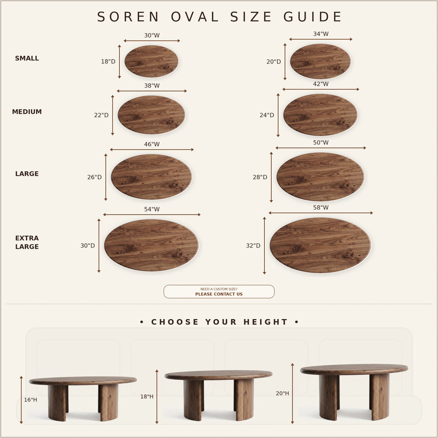 Soren Oval Walnut Coffee Table | Sculptural Scandinavian Modern Design