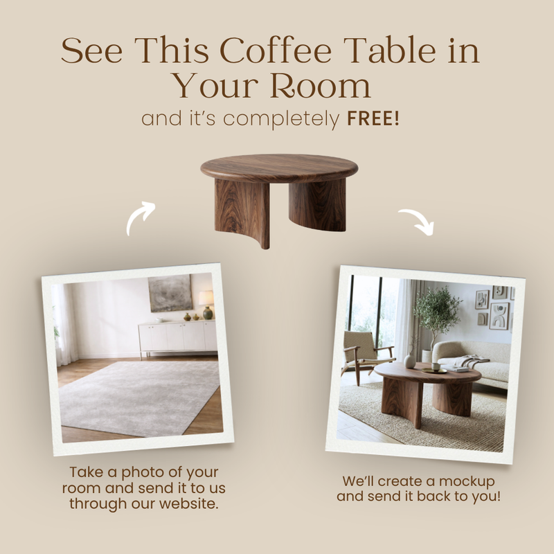 Soren Round Solid Walnut Wood Coffee Table | Sculptural Scandinavian Modern Design